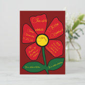 Red & Gold 60. Geburtstag Einfache Doodle-Blume Einladung (Stehend Vorderseite)