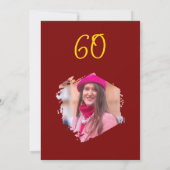 Red & Gold 60. Geburtstag Einfache Doodle-Blume Einladung (Rückseite)