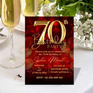 Red Gold 70. Geburtstag Einladungen für Großmutter