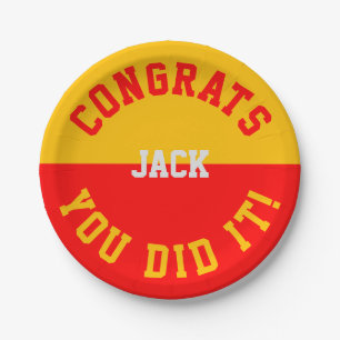 Red & Gold Abschluss Glückwunsch - Sie haben es ge Pappteller