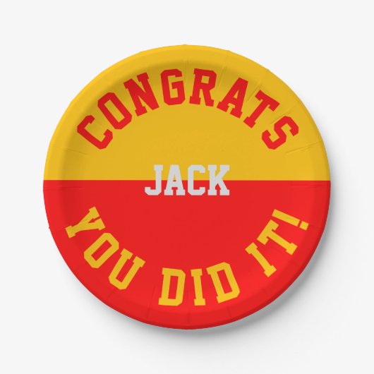 Red & Gold Abschluss Glückwunsch - Sie haben es ge Pappteller (Vorderseite)