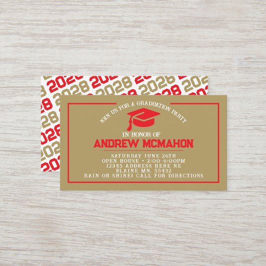 Red & Gold Abschluss Mini Abschluss Einladungen
