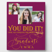 Red Gold Abschluss Multi Foto Keepake-Geschenk Fotoplatte (Vorderseite)