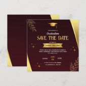 Red Gold Abschluss Save the Date Card (Vorne/Hinten)