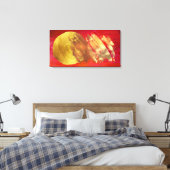 Red Gold Abstrakt Art Stretched Canvas Print Leinwanddruck (Insitu (Schlafzimmer))
