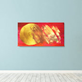 Red Gold Abstrakt Art Stretched Canvas Print Leinwanddruck (Insitu (Holzboden))
