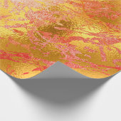 Red Gold Abstrakt Peach Marmor Shiny Metallic Geschenkpapier (Ecke)