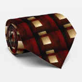 Red Gold Abstrakt Squares Krawatte (Gerollt)