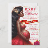 Red & Gold African Mama-to-Be Elegant Baby Shower Einladung (Vorderseite)