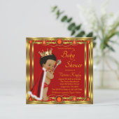 Red Gold Afro Prince Baby Dusche Einladung (Stehend Vorderseite)