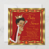 Red Gold Afro Prince Baby Dusche Einladung (Vorderseite)