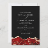 Red Gold Agate Elegante Moderne Hochzeit Einladung (Vorderseite)