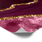 Red Gold Agate Wedding Seating Chart 10 Table Poster (Ecke)