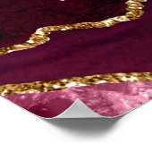 Red Gold Agate Wedding Seating Chart 12 Table Poster (Ecke)