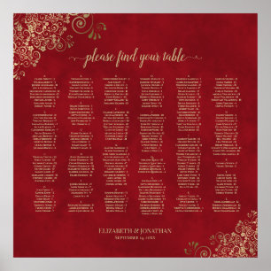 Red & Gold Alphabetische Hochzeitssattel Poster
