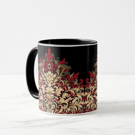 Red Gold and Black Damask  Tasse (Vorderseite Links)