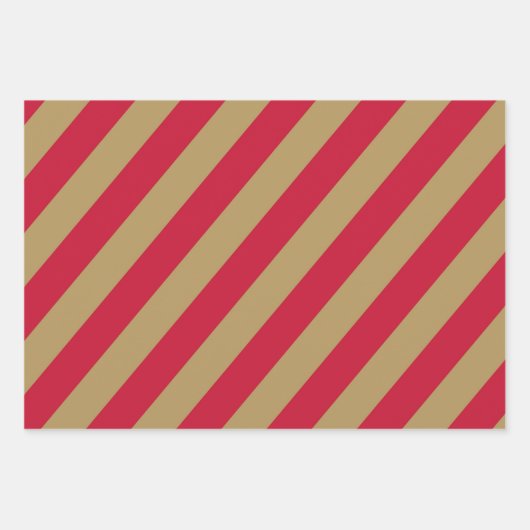 Red, Gold, and White Chevron & Stripe Patterns Geschenkpapier Set (Vorderseite 3)
