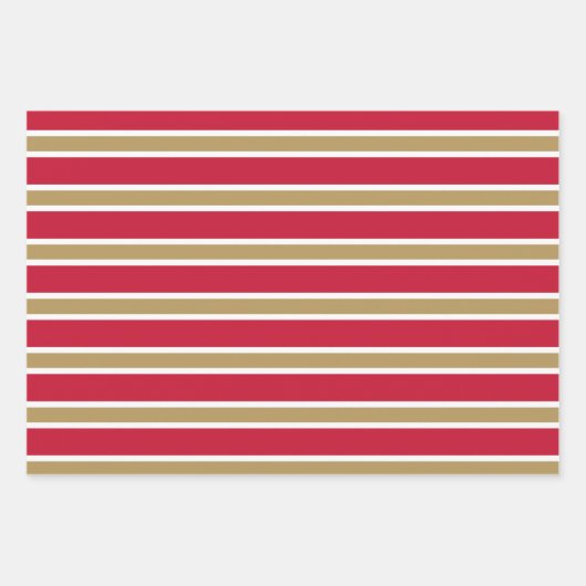 Red, Gold, and White Chevron & Stripe Patterns Geschenkpapier Set (Vorderseite 2)