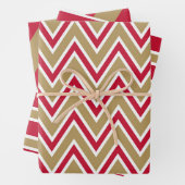 Red, Gold, and White Chevron & Stripe Patterns Geschenkpapier Set (Beispiel)