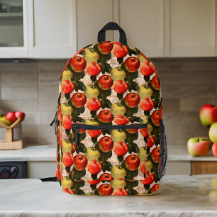 Red Gold Apple Ernte Muster Vintage Handschrift Bedruckter Rucksack