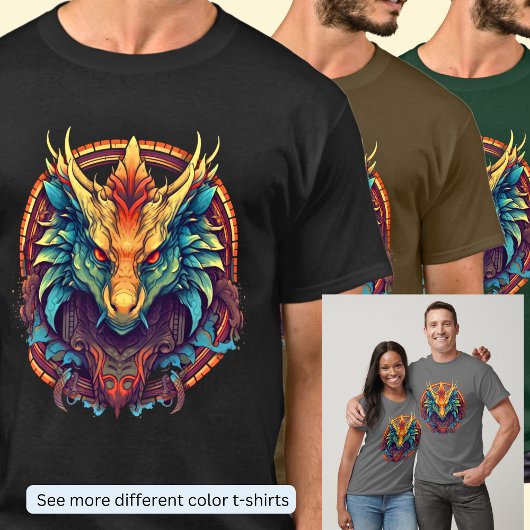 Red Gold Aqua Dragon Head T-Shirt
