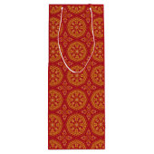 Red & Gold Arabesque Geschenktasche Geschenktüte Für Weinflaschen (Rückseite)