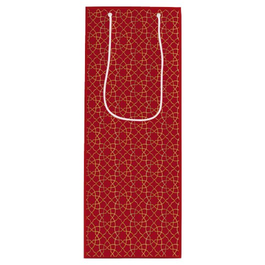 Red & Gold Arabesque Geschenktasche Geschenktüte Für Weinflaschen (Vorderseite)