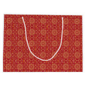 Red & Gold Arabesque Geschenktasche Große Geschenktüte (Rückseite)