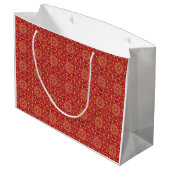Red & Gold Arabesque Geschenktasche Große Geschenktüte (Rückseite Schrägansicht)