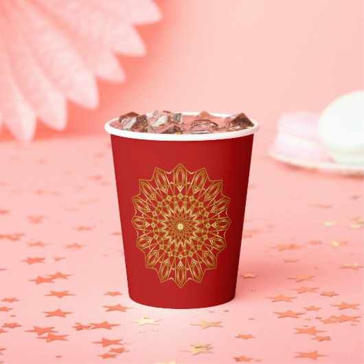 Red & Gold - Arabisch inspiriert Paper Cup Pappbecher (Insitu)