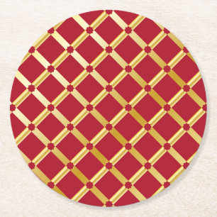 Red & Gold arabisch inspiriert Paper-Untersetzer Runder Pappuntersetzer