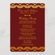 Red & Gold Art Deco-Stil Hochzeitsprogramme