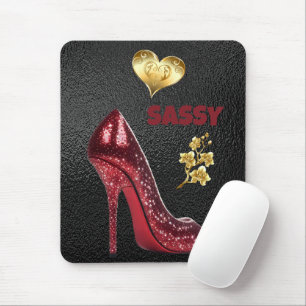 Red & Gold auf Black High Heel Shoe Mousepad