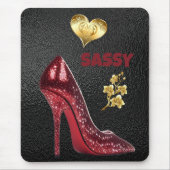 Red & Gold auf Black High Heel Shoe | Mousepad (Vorne)