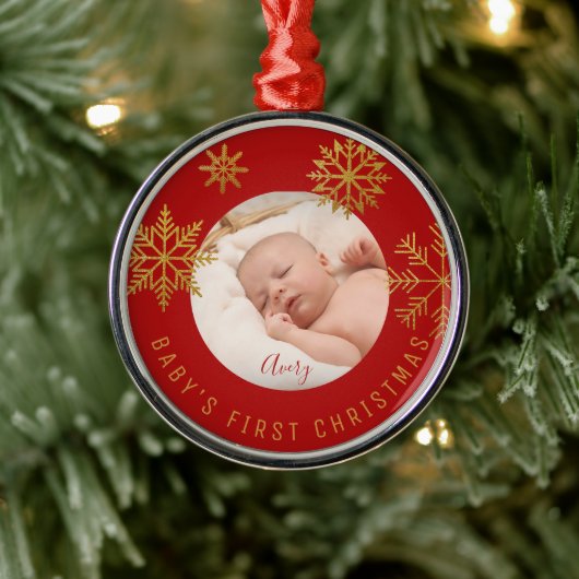 Red Gold Babys Erste Weihnachtsgeschenke Keramik O Ornament Aus Metall (Baum)