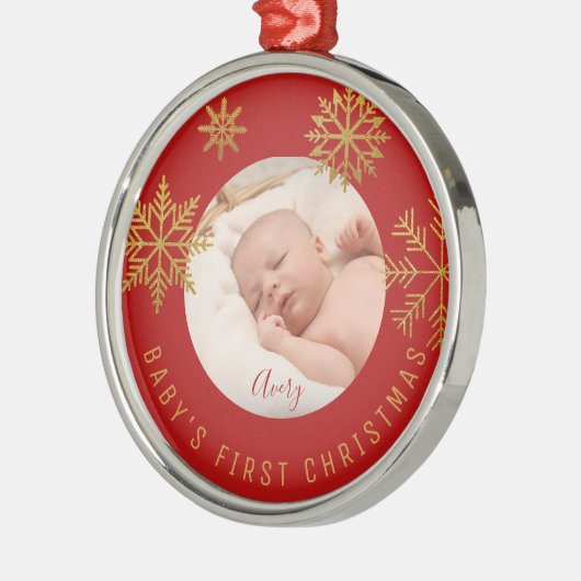 Red Gold Babys Erste Weihnachtsgeschenke Keramik O Ornament Aus Metall (Links)