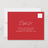 Red & Gold Bamboo Blätter Moderne Zen Asiatische H RSVP Karte (Rückseite)