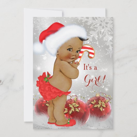 Red Gold Bauble Christmas Baby Shower Ethnic Einladung (Vorderseite)