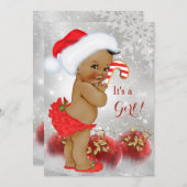 Red Gold Bauble Christmas Baby Shower Ethnic Einladung (Vorne/Hinten)