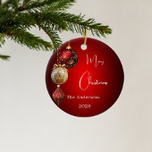 Red gold baubles Christmas Keramik Ornament
