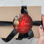 Red gold baubles Christmas Runder Aufkleber