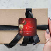 Red gold baubles classic Christmas Quadratischer Aufkleber