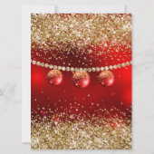 Red Gold Baubles Friendsmas Christmas Party Einladung (Rückseite)
