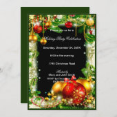 Red Gold Baubles Pine Christmas Party Einladung (Vorne/Hinten)