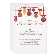 RED GOLD BAUBLES Weihnachts-Party Save the Date