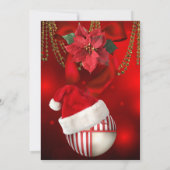 Red Gold Baubles Weihnachtsmannmütze Weihnachts-Pa Einladung (Rückseite)