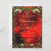 Red Gold Bells Heilige Weihnachtsfeier Einladung (Vorderseite)