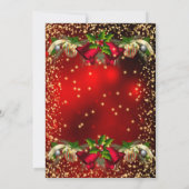 Red Gold Bells Heilige Weihnachtsfeier Einladung (Rückseite)