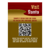 Red & Gold, Besuch Santa, QR Code Queue Poster (Vorderseite)
