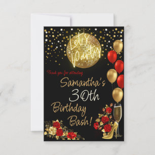 Red & Gold Birthday Poster Dankeskarte